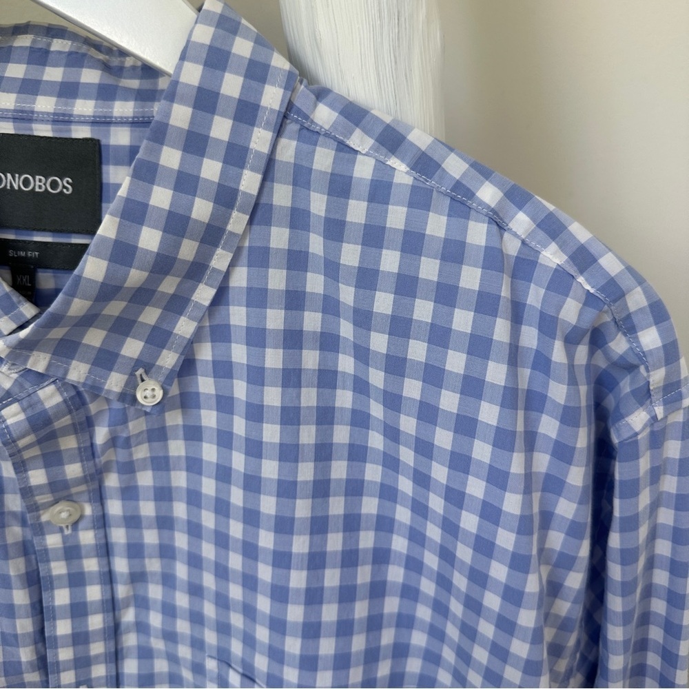 Bonobos Men's Light Blue Gingham Long Sleeve Button Down Shirt Size XXL - Picture 5 of 11